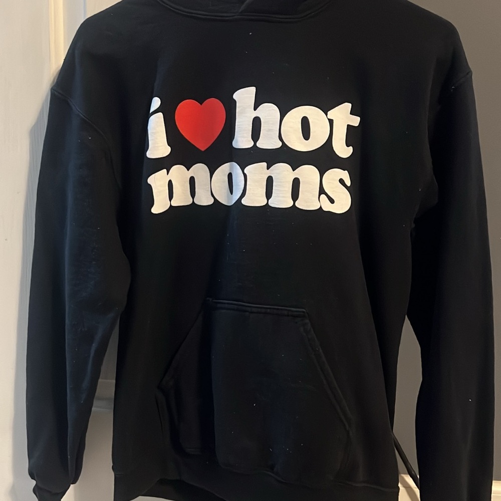 Source Unknown Black Hoodie with White and Red Print